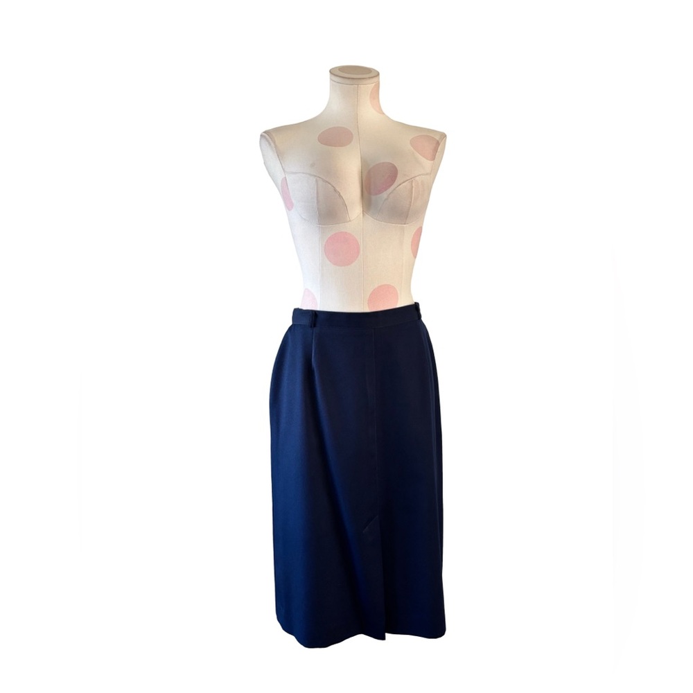 Vintage Navy Pencil Midi Skirt - Picture 3 of 7